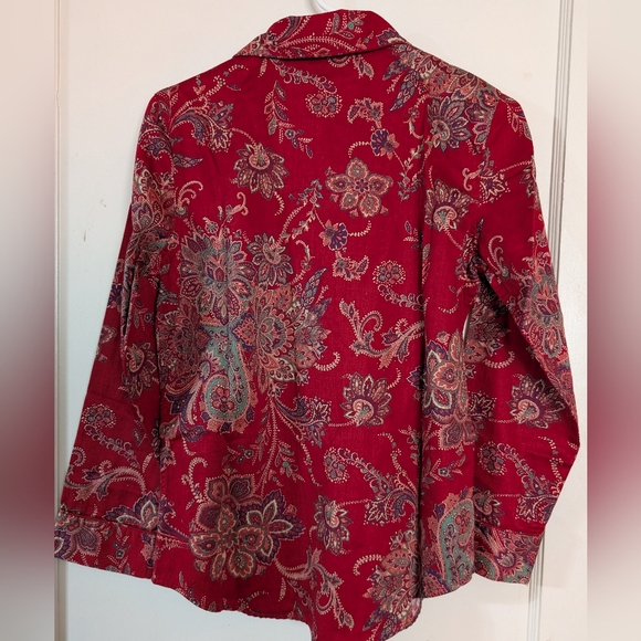 Ralph Lauren Crimson Paisley Button-Front Shirt Blouse - Picture 2 of 3